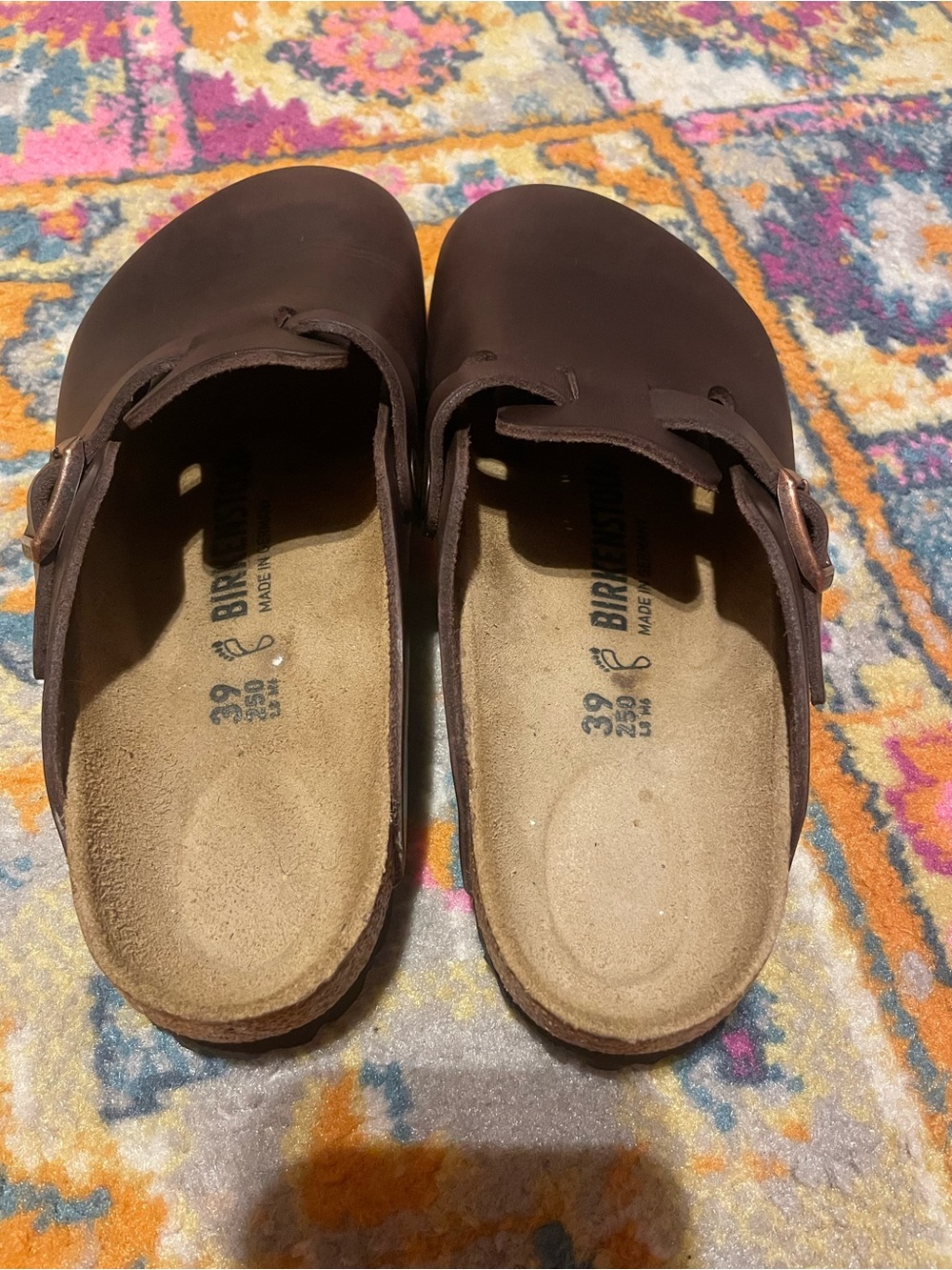 Birkenstock Boston Clogs Brown Leather Slip-On - Picture 2 of 9